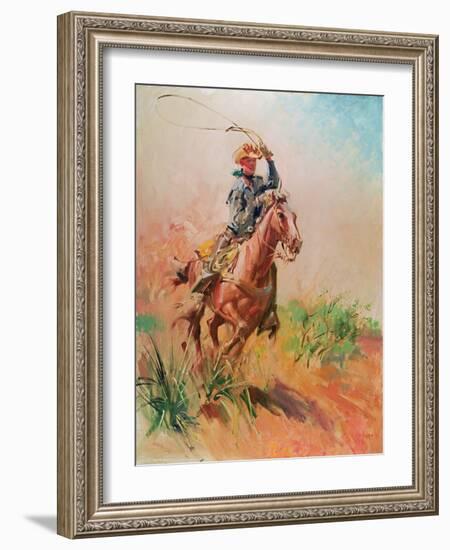 The Cow Puncher, Sucker Rod. Albert Ozborn,-Terence Cuneo-Framed Giclee Print