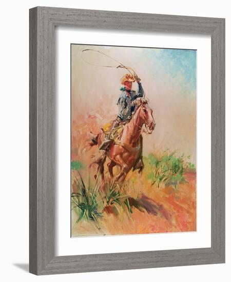 The Cow Puncher, Sucker Rod. Albert Ozborn,-Terence Cuneo-Framed Giclee Print