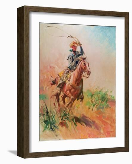 The Cow Puncher, Sucker Rod. Albert Ozborn,-Terence Cuneo-Framed Giclee Print