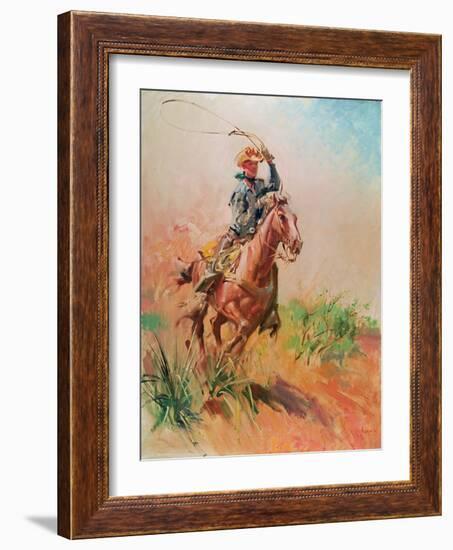 The Cow Puncher, Sucker Rod. Albert Ozborn,-Terence Cuneo-Framed Giclee Print