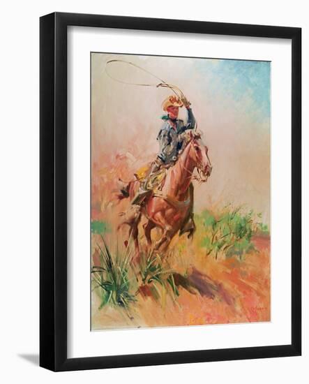 The Cow Puncher, Sucker Rod. Albert Ozborn,-Terence Cuneo-Framed Giclee Print