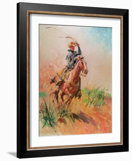 The Cow Puncher, Sucker Rod. Albert Ozborn,-Terence Cuneo-Framed Giclee Print