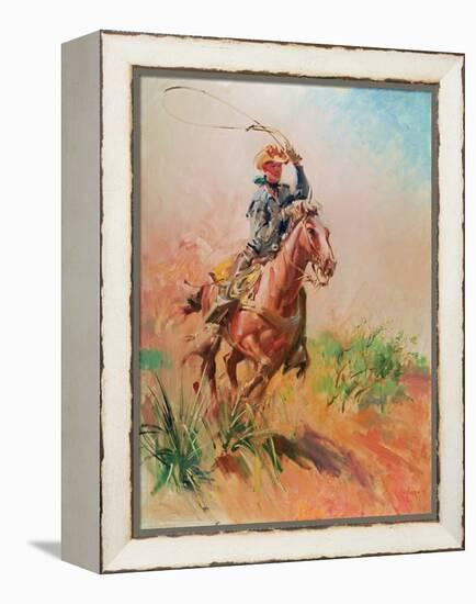 The Cow Puncher, Sucker Rod. Albert Ozborn,-Terence Cuneo-Framed Premier Image Canvas