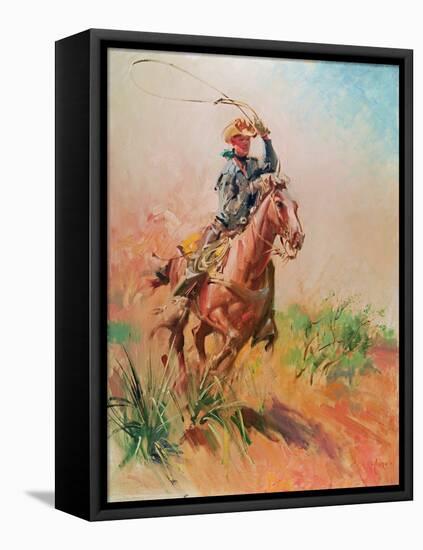 The Cow Puncher, Sucker Rod. Albert Ozborn,-Terence Cuneo-Framed Premier Image Canvas