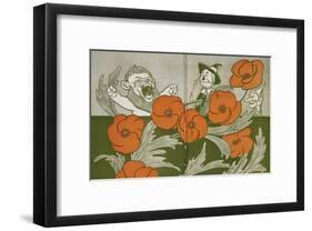 The Cowardly Lion, Scarecrow and Tin Woodman in the Deadly Field Of Poppies-William Denslow-Framed Giclee Print