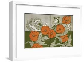 The Cowardly Lion, Scarecrow and Tin Woodman in the Deadly Field Of Poppies-William Denslow-Framed Giclee Print