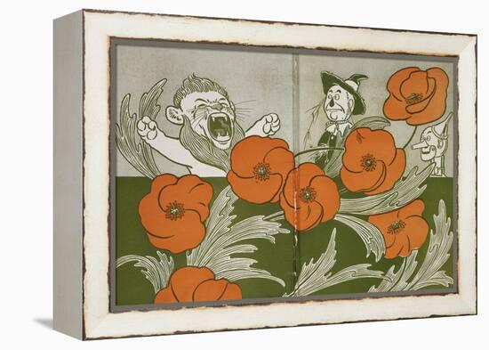 The Cowardly Lion, Scarecrow and Tin Woodman in the Deadly Field Of Poppies-William Denslow-Framed Premier Image Canvas