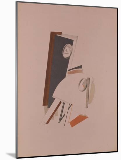 The Cowards. Figurine for the Opera Victory over the Sun by A. Kruchenych, 1920-1921-El Lissitzky-Mounted Giclee Print