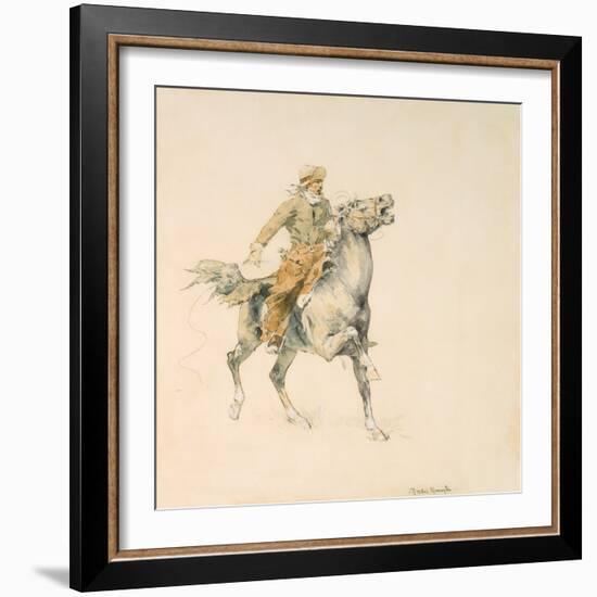 The Cowboy, C.1897 (W/C on Paper)-Frederic Remington-Framed Giclee Print