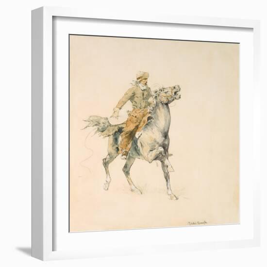 The Cowboy, C.1897 (W/C on Paper)-Frederic Remington-Framed Giclee Print