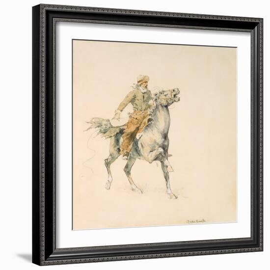 The Cowboy, C.1897 (W/C on Paper)-Frederic Remington-Framed Giclee Print