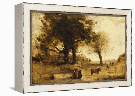 The Cows and the Well-Jean-Baptiste-Camille Corot-Framed Premier Image Canvas