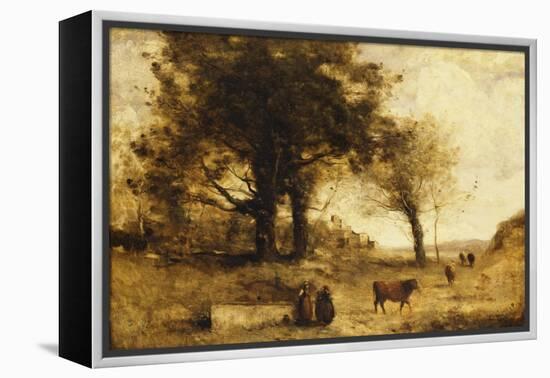 The Cows and the Well-Jean-Baptiste-Camille Corot-Framed Premier Image Canvas