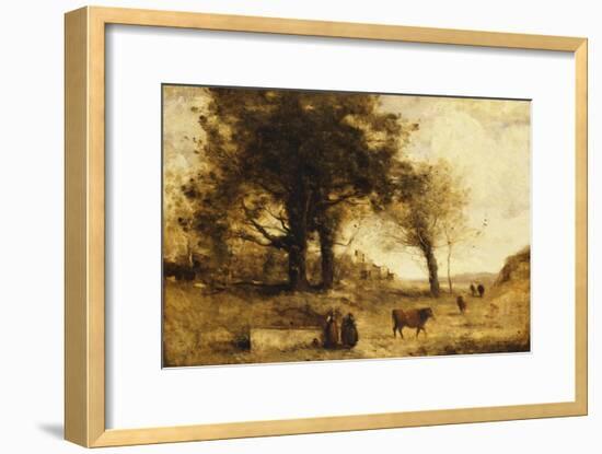 The Cows and the Well-Jean-Baptiste-Camille Corot-Framed Giclee Print