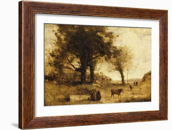 The Cows and the Well-Jean-Baptiste-Camille Corot-Framed Giclee Print