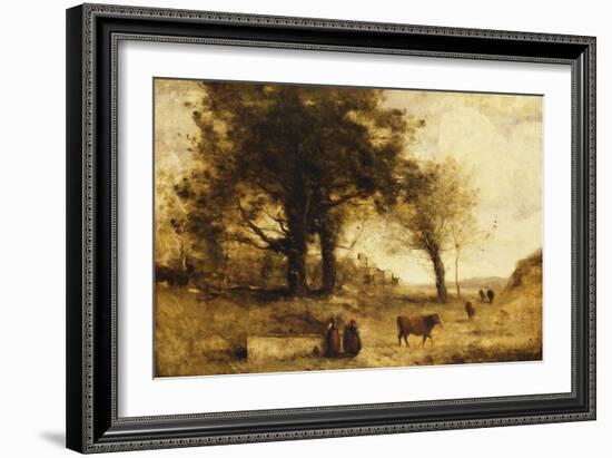 The Cows and the Well-Jean-Baptiste-Camille Corot-Framed Giclee Print