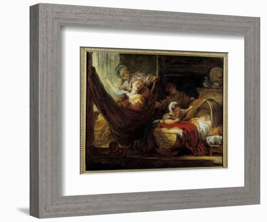 The Cradle A Mother on a Hammock Surrounded by Her Daughters and an Infant in a Basket, 18Th Centur-Jean-Honore Fragonard-Framed Giclee Print