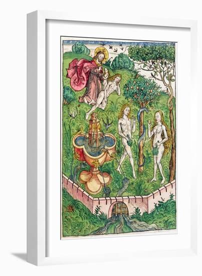 The Creation and the Temptation of Adam and Eve, c.1491-Michael Wolgemut Or Wolgemuth-Framed Giclee Print