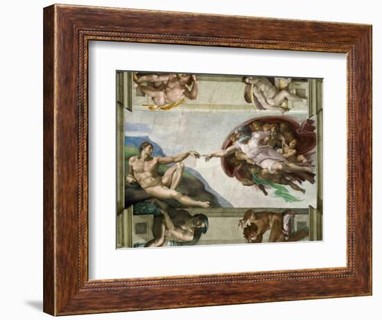 The Creation of Adam, 1508-12 (Fresco)-Michelangelo Buonarroti-Framed Giclee Print