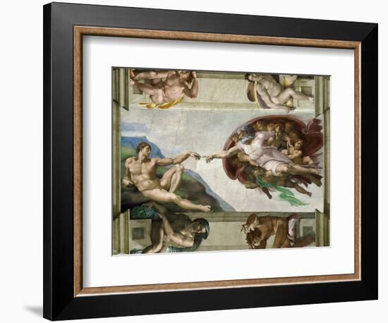 The Creation of Adam, 1508-12 (Fresco)-Michelangelo Buonarroti-Framed Giclee Print