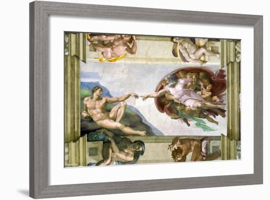 The Creation of Adam by Michelangelo-null-Framed Giclee Print