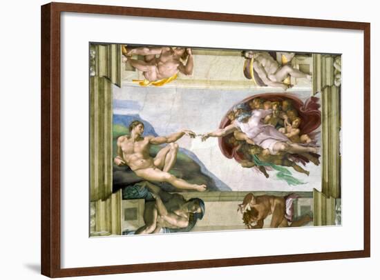 The Creation of Adam by Michelangelo-null-Framed Giclee Print