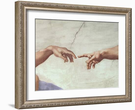 The Creation of Adam, c.1510 (detail)-Michelangelo Buonarroti-Framed Giclee Print