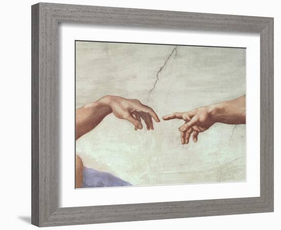 The Creation of Adam, c.1510 (detail)-Michelangelo Buonarroti-Framed Giclee Print