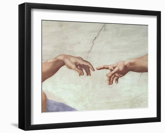 The Creation of Adam, c.1510 (detail)-Michelangelo Buonarroti-Framed Giclee Print