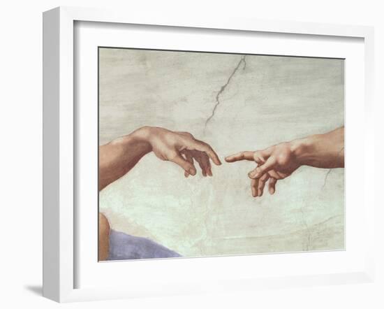 The Creation of Adam, c.1510 (detail)-Michelangelo Buonarroti-Framed Giclee Print