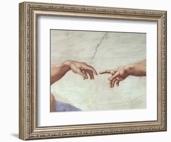 The Creation of Adam, c.1510 (detail)-Michelangelo Buonarroti-Framed Premium Giclee Print