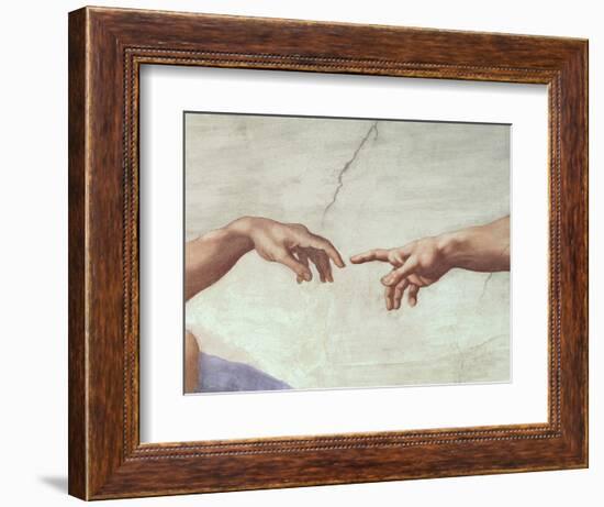 The Creation of Adam, c.1510 (detail)-Michelangelo Buonarroti-Framed Premium Giclee Print