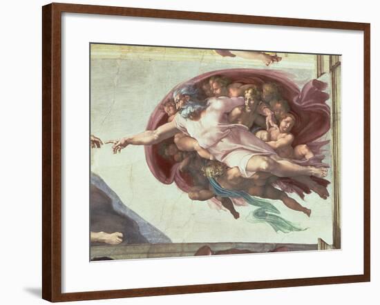 The Creation of Adam, c.1510 (detail)-Michelangelo Buonarroti-Framed Giclee Print