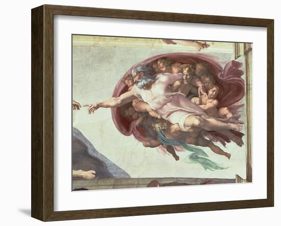 The Creation of Adam, c.1510 (detail)-Michelangelo Buonarroti-Framed Giclee Print