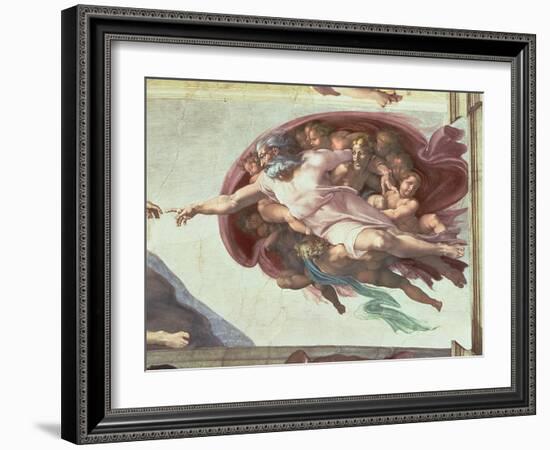 The Creation of Adam, c.1510 (detail)-Michelangelo Buonarroti-Framed Giclee Print