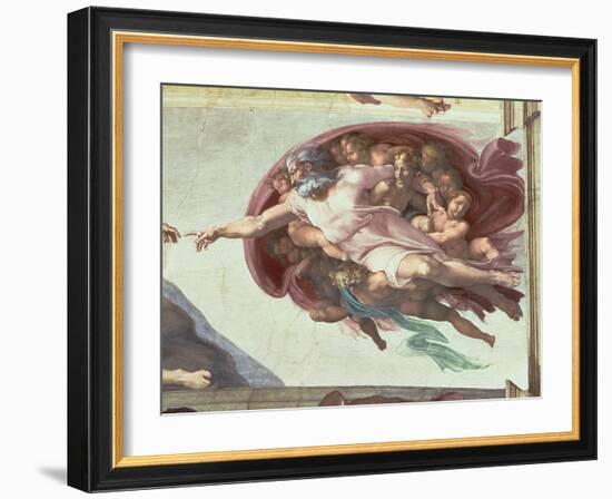 The Creation of Adam, c.1510 (detail)-Michelangelo Buonarroti-Framed Giclee Print