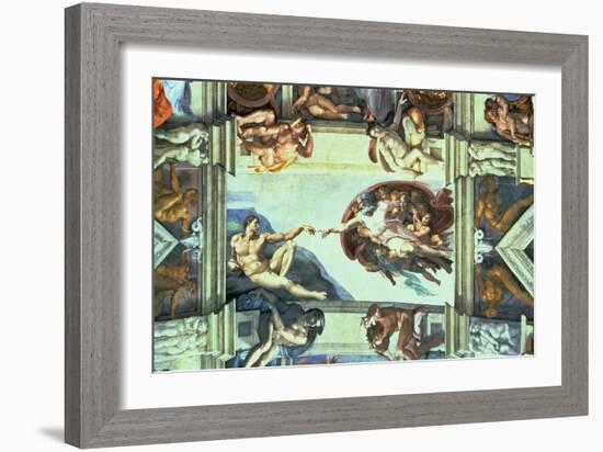 The Creation of Adam, c.1510-Michelangelo Buonarroti-Framed Giclee Print