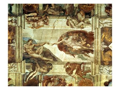 The Creation Of Adam Detail From The Sistine Ceiling 1511 12 Fresco Giclee Print By Michelangelo Buonarroti Art Com