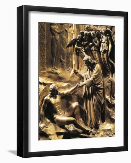 The Creation of Adam, Detail from the Stories of the Old Testament-Lorenzo Ghiberti-Framed Giclee Print