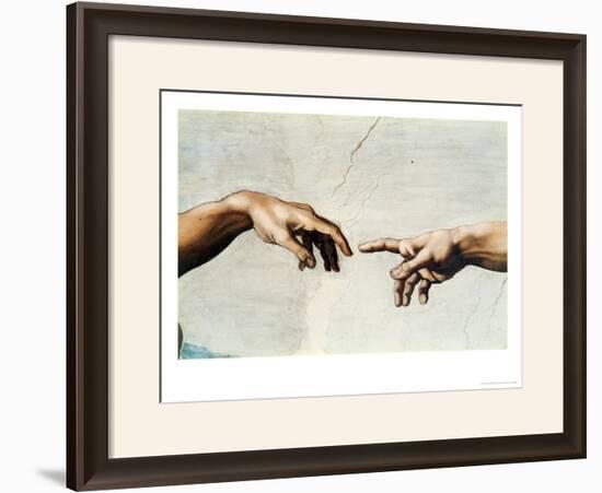 The Creation Of Adam Detail Of God S And Adam S Hands From The Sistine Ceiling Framed Giclee Print By Michelangelo Buonarroti Art Com