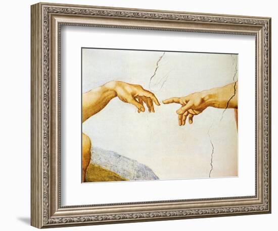 The Creation of Adam, from the Sistine Ceiling, 1510 (Detail)-Michelangelo Buonarroti-Framed Giclee Print