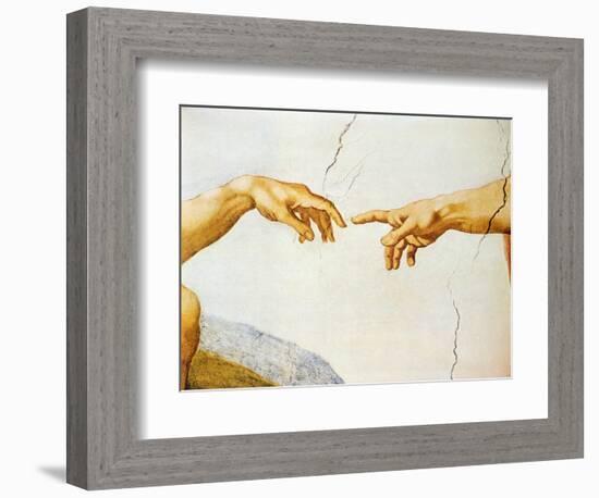 The Creation of Adam, from the Sistine Ceiling, 1510 (Detail)-Michelangelo Buonarroti-Framed Giclee Print