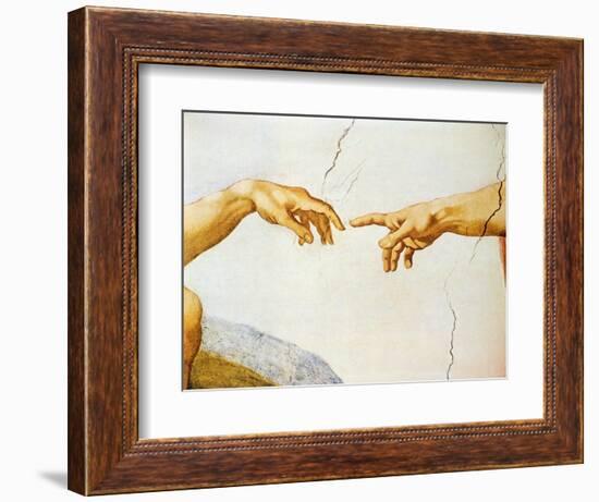 The Creation of Adam, from the Sistine Ceiling, 1510 (Detail)-Michelangelo Buonarroti-Framed Giclee Print