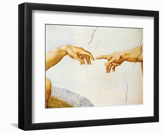 The Creation of Adam, from the Sistine Ceiling, 1510 (Detail)-Michelangelo Buonarroti-Framed Giclee Print