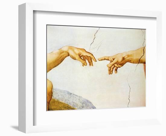 The Creation of Adam, from the Sistine Ceiling, 1510 (Detail)-Michelangelo Buonarroti-Framed Giclee Print