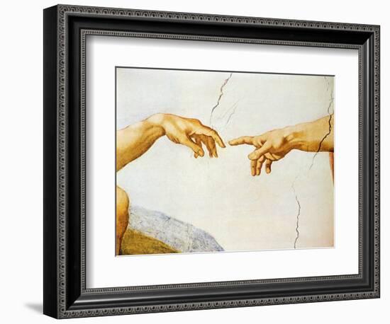 The Creation of Adam, from the Sistine Ceiling, 1510 (Detail)-Michelangelo Buonarroti-Framed Giclee Print