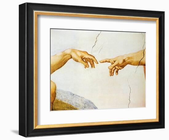 The Creation of Adam, from the Sistine Ceiling, 1510 (Detail)-Michelangelo Buonarroti-Framed Giclee Print