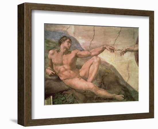 The Creation of Adam, from the Sistine Ceiling, 1511 (Fresco) (Pre-Restoration)-Michelangelo Buonarroti-Framed Giclee Print