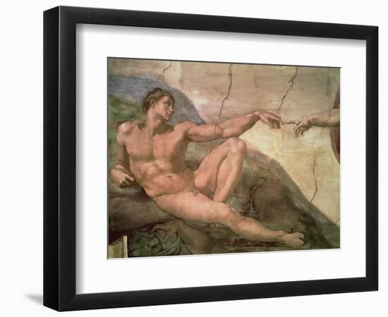 The Creation of Adam, from the Sistine Ceiling, 1511 (Fresco) (Pre-Restoration)-Michelangelo Buonarroti-Framed Giclee Print