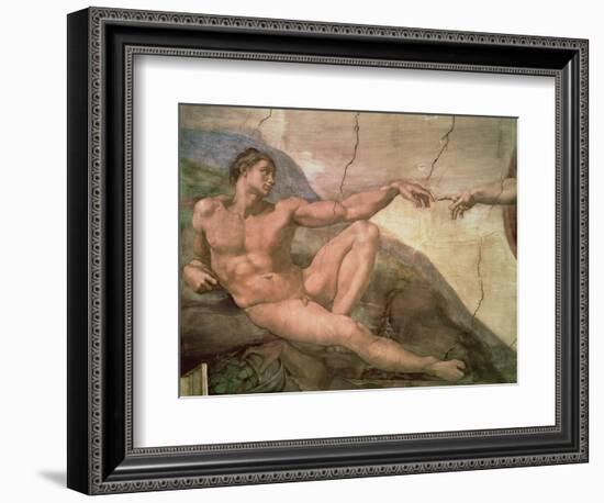 The Creation of Adam, from the Sistine Ceiling, 1511 (Fresco) (Pre-Restoration)-Michelangelo Buonarroti-Framed Giclee Print